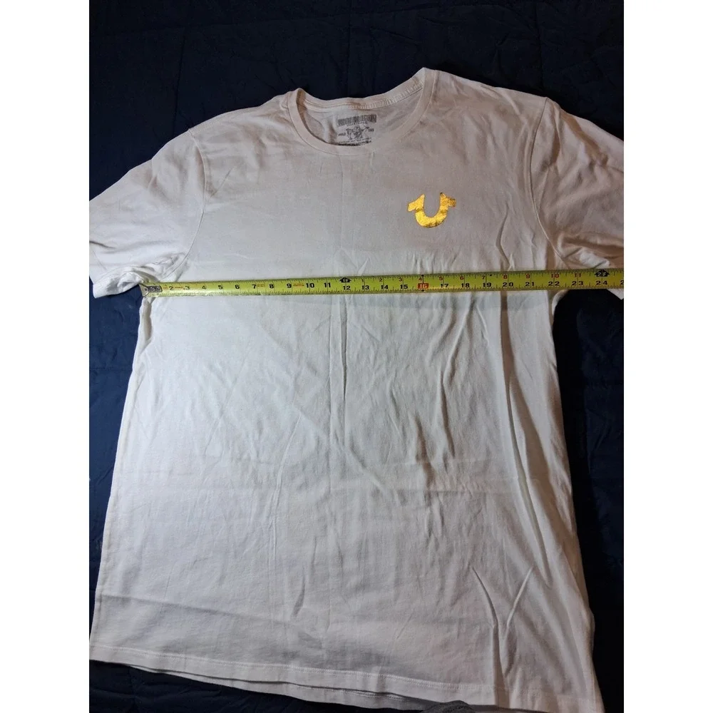 True Religion T shirt Mens XXL Gold Buddha Logo‎ Graphic Tee Short Sleeve